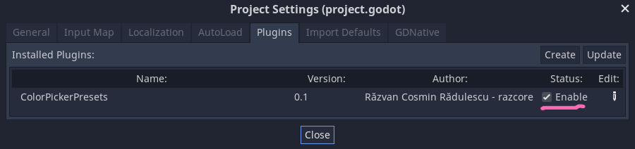 install project settings